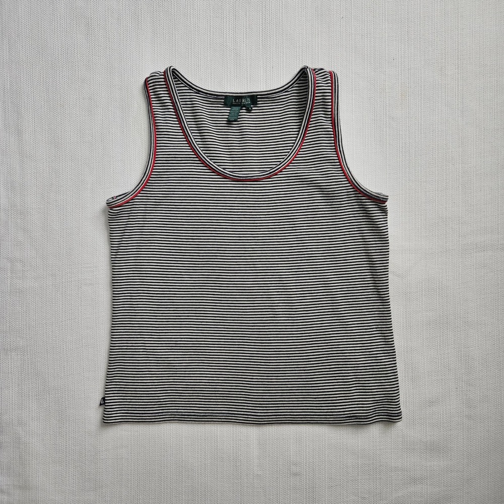 Ralph Lauren Tank Top Women Striped Cotton Basic Preppy